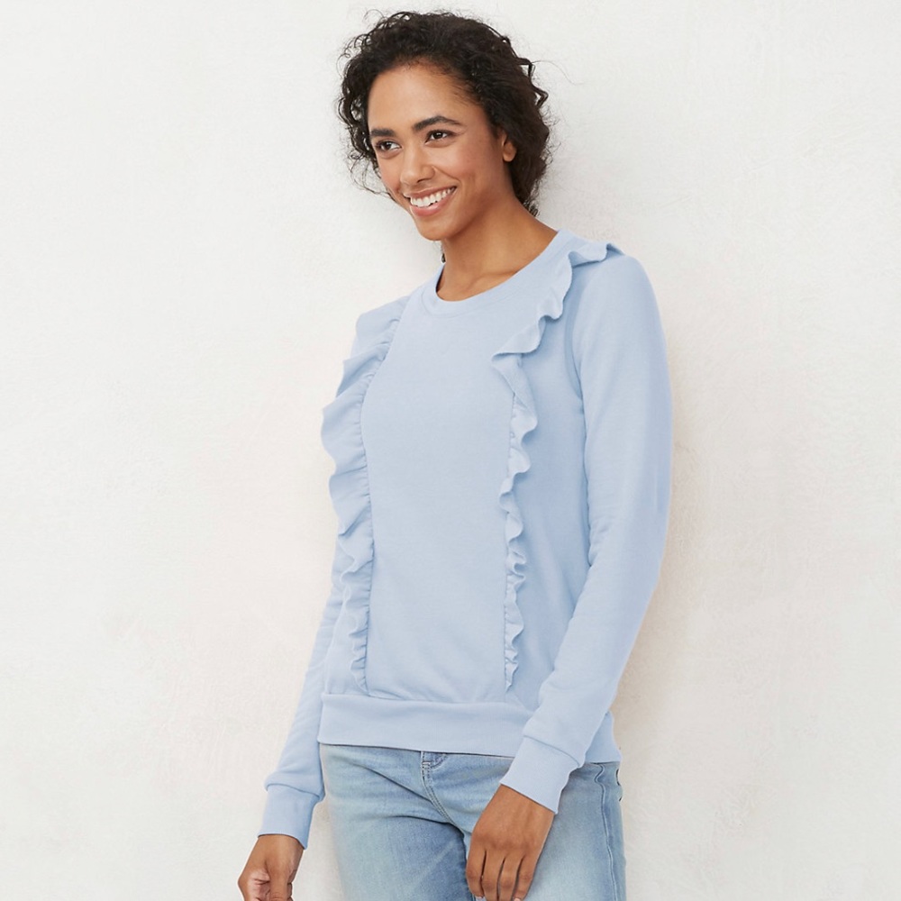 LC Lauren Conrad ruffle front sweater